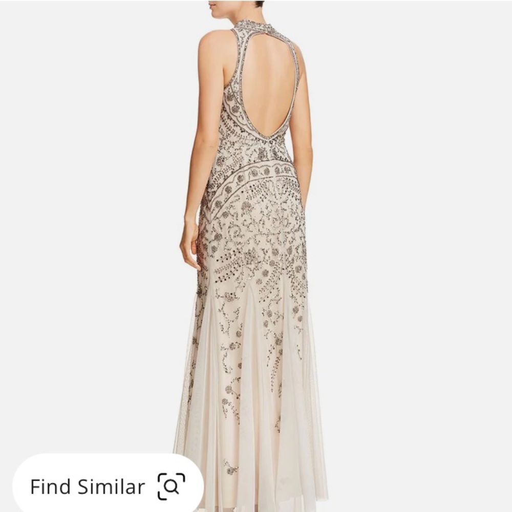 NWT Aidan Mattox Embellished Evening Dress Size 2 (Color Gun Metal) - Picture 2 of 16